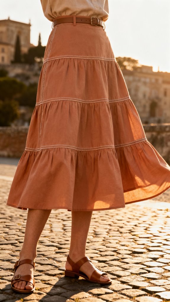 versatile tiered midi skirt