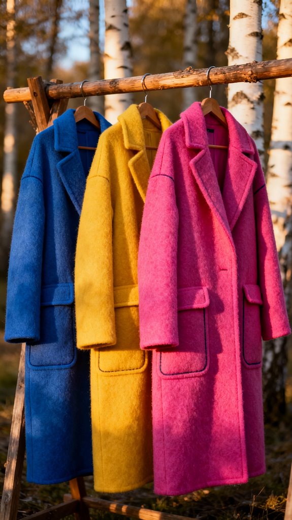 vibrant boiled wool coats