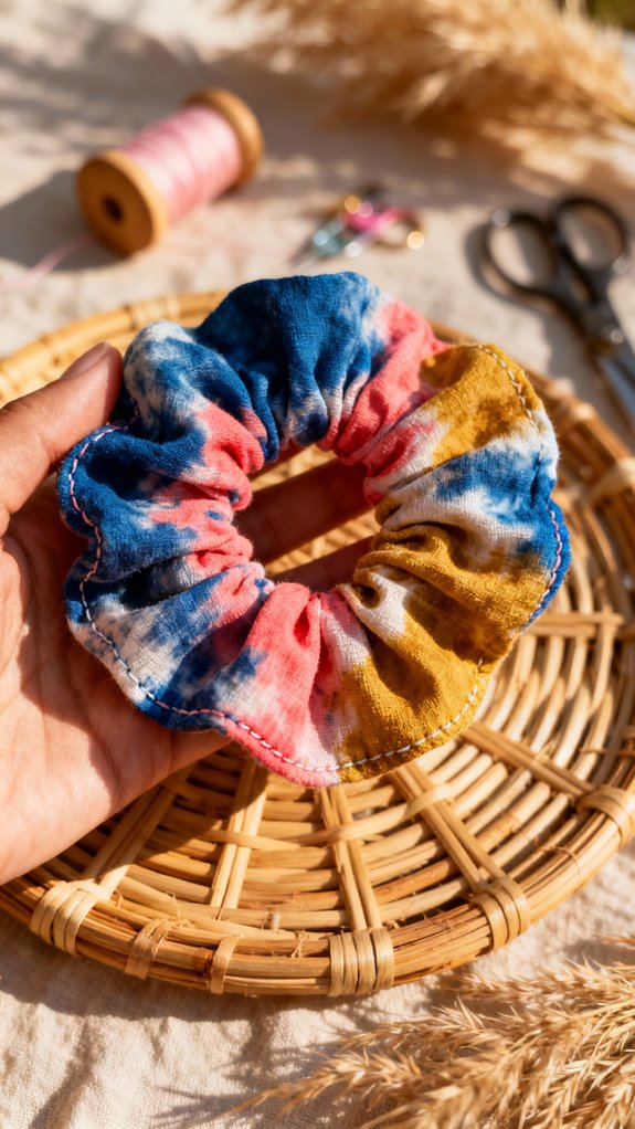 vibrant tie dye scrunchie craft
