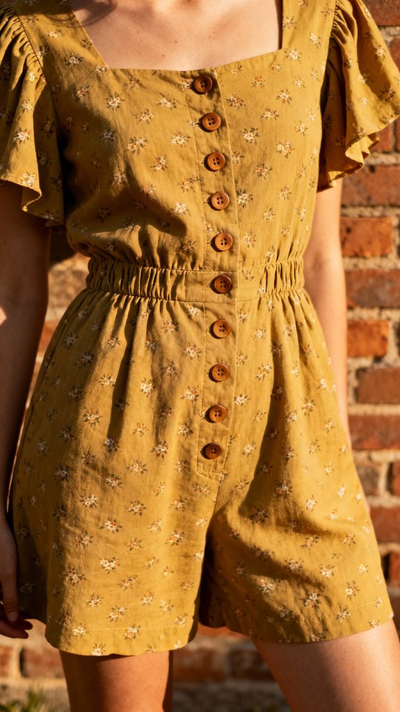 vintage button up romper design
