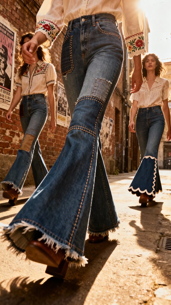 vintage wide leg flared jeans
