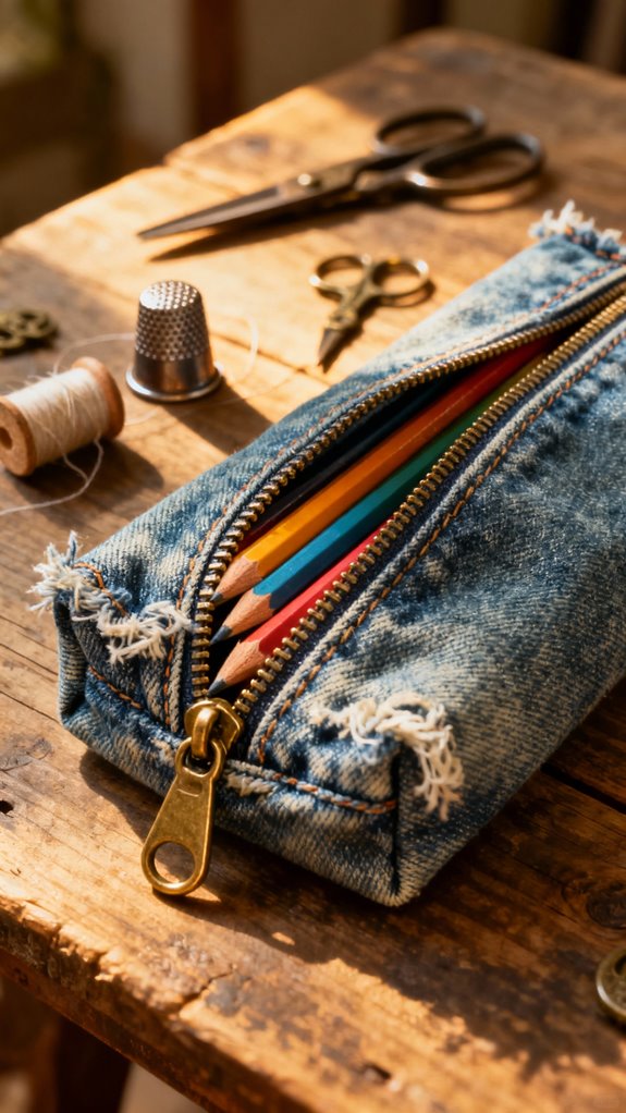 vintage zipper pencil pouch