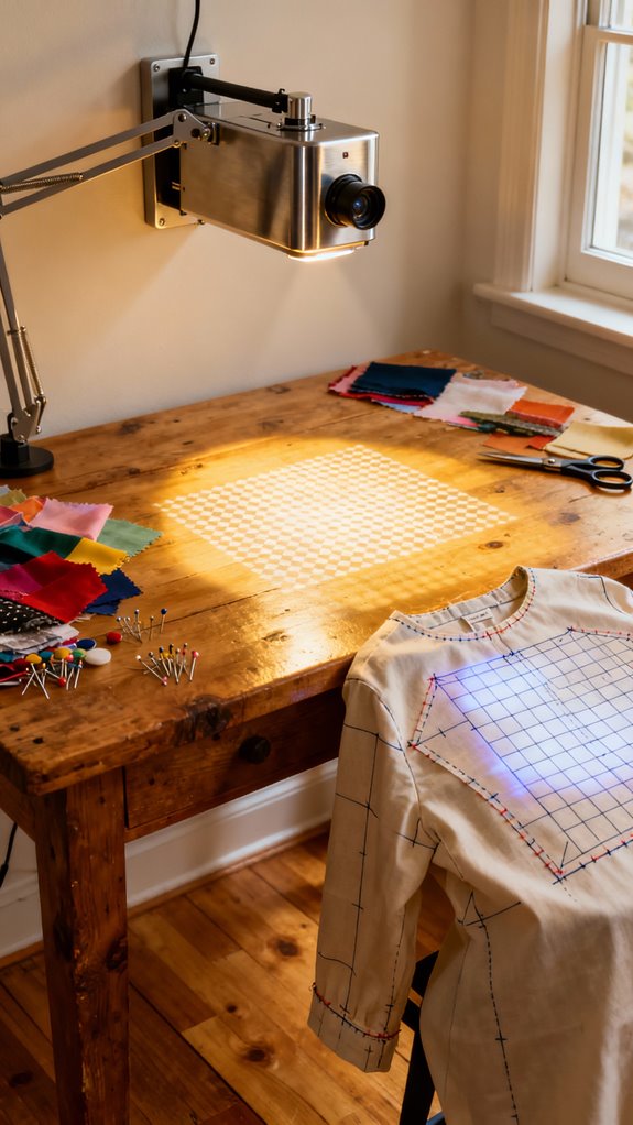wall mounted sewing projector setup