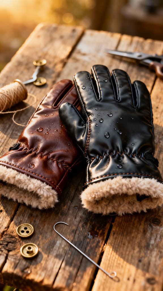 weather resistant leather mittens