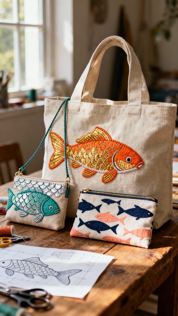 whimsical fish motif bags