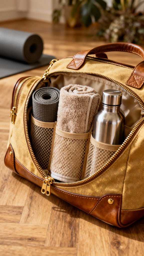 zippered yoga bag compartments