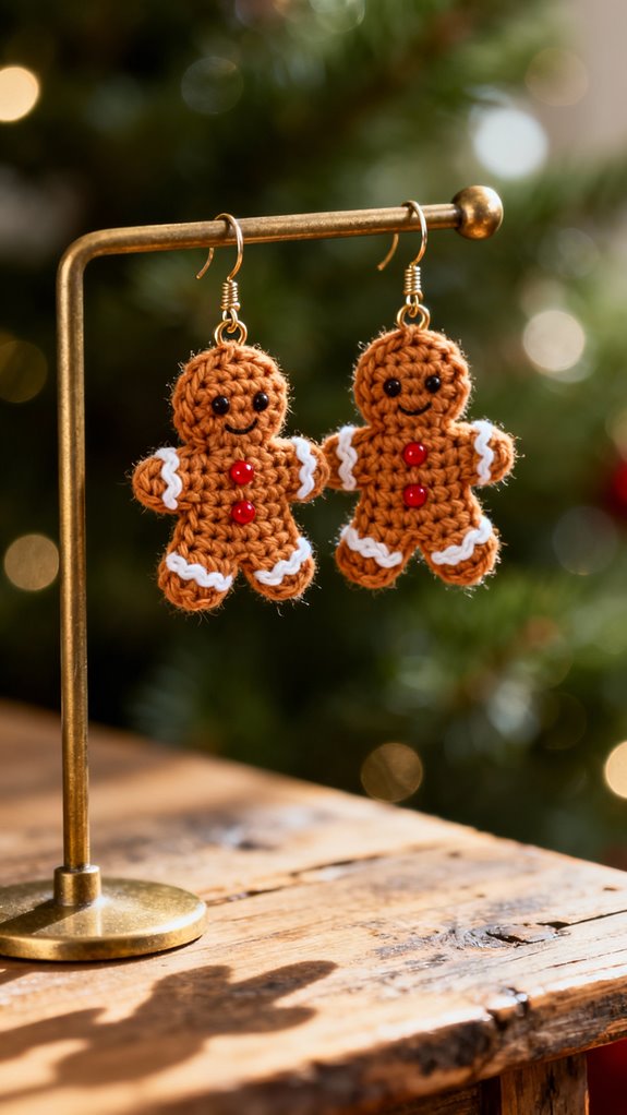adorable crocheted gingerbread earrings
