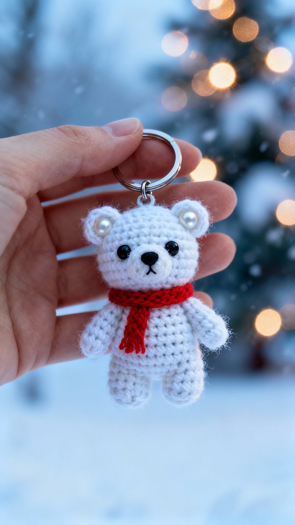 adorable polar bear keychain