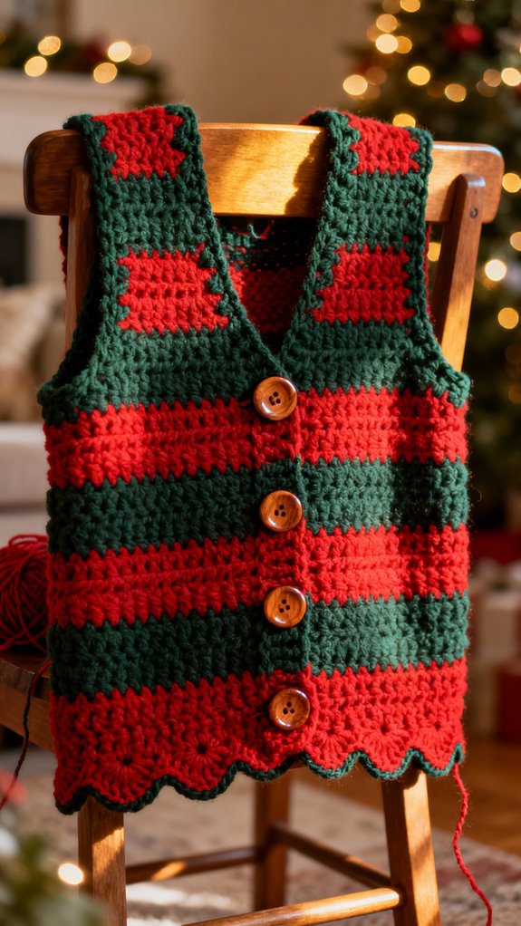 bold striped holiday vest