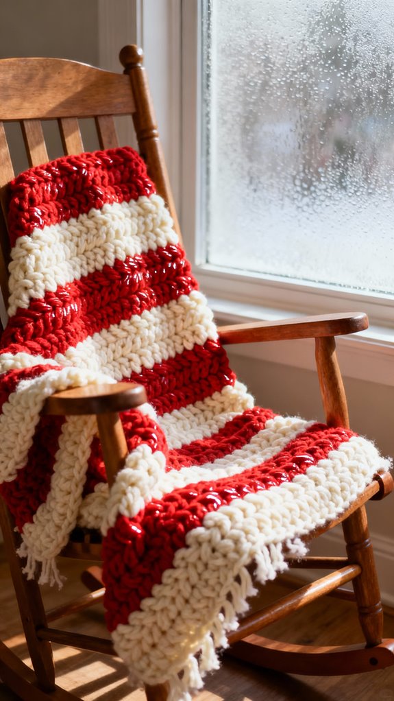 candy cane crochet blanket