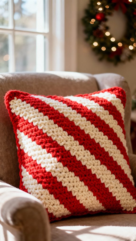 candy cane striped pillow