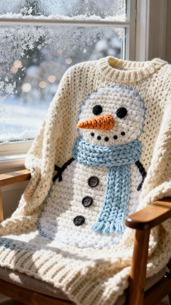 charming oversized snowman pullover