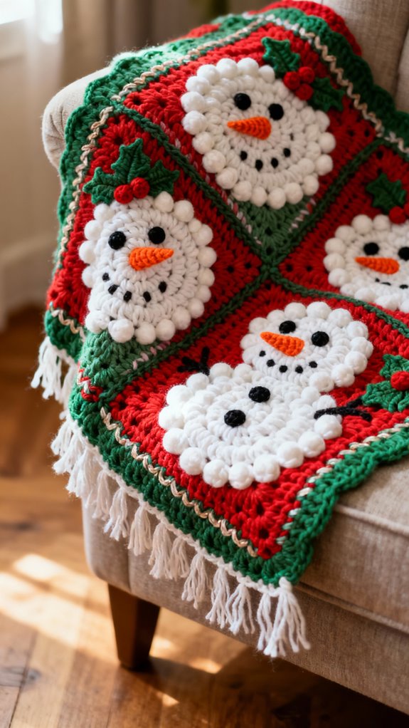 charming snowman granny squares