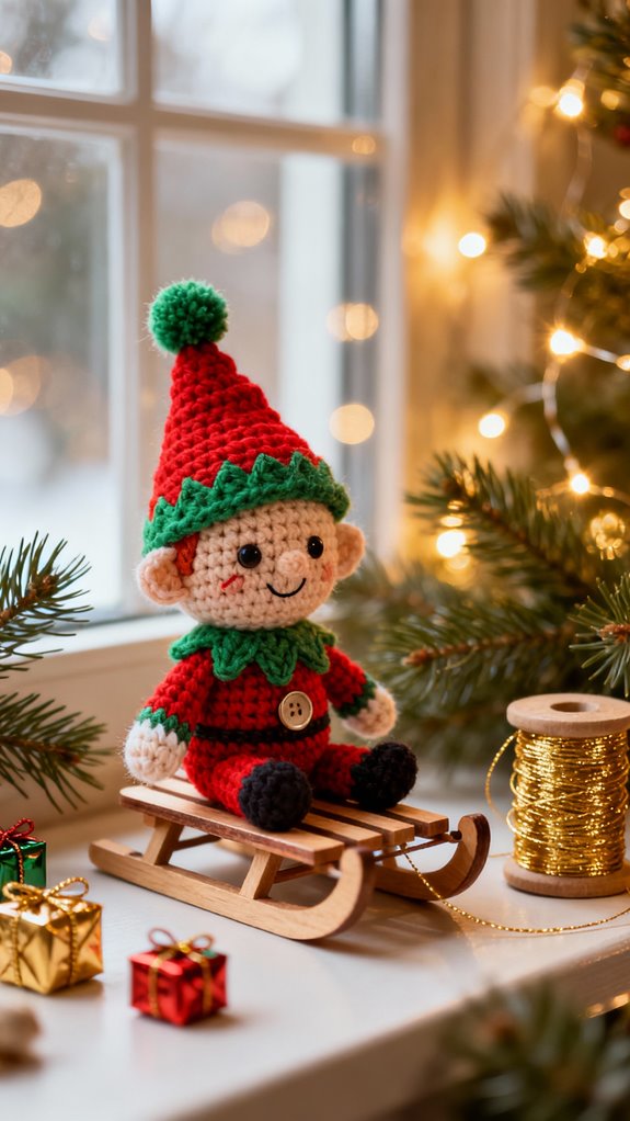 cheerful elf amigurumi crafting