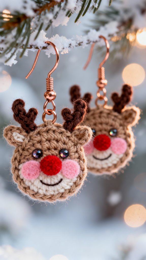 cheerful reindeer face earrings