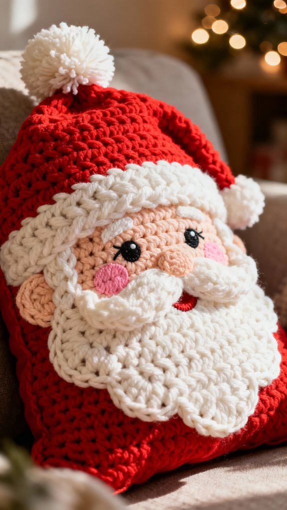 cheerful santa face pillow