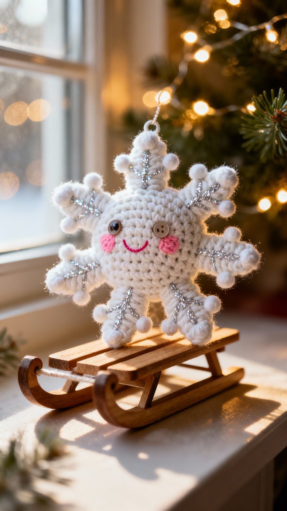 cheerful snowflake amigurumi character