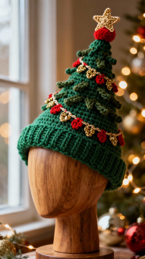 christmas tree crochet hat