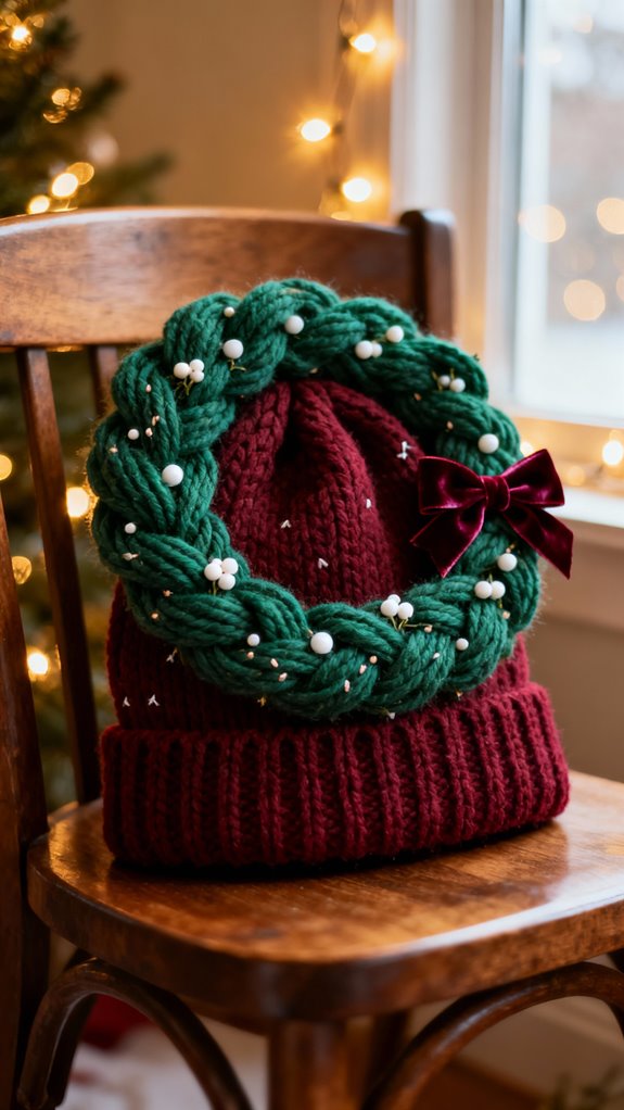 christmas wreath beanie design