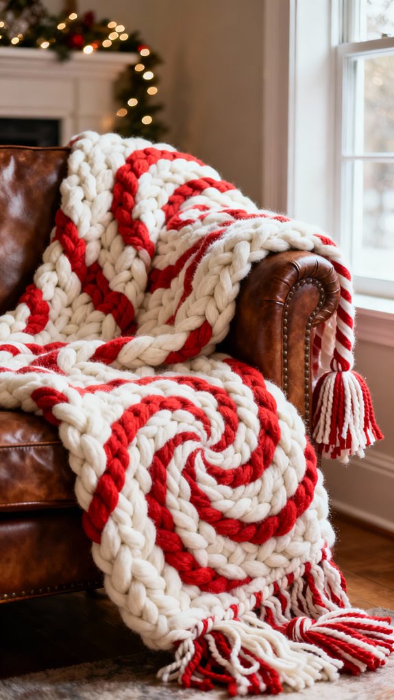 chunky peppermint throw blanket