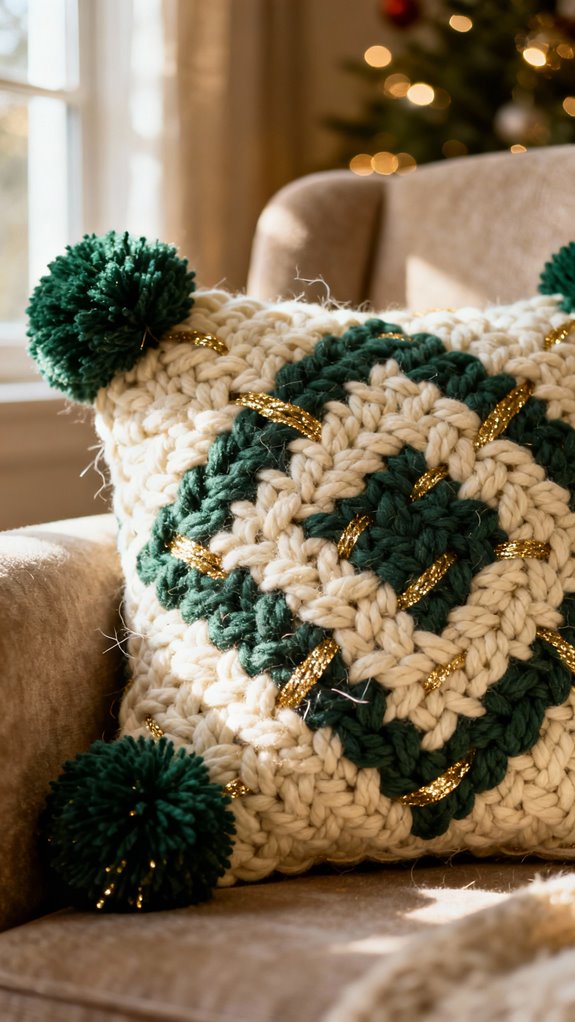 chunky pom pom pillow