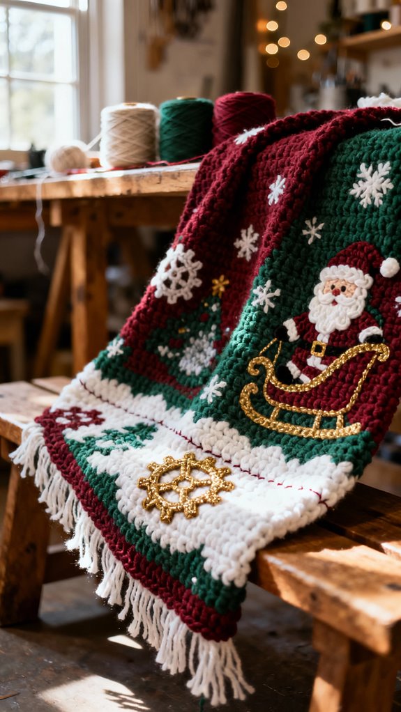 colorful christmas crochet blanket
