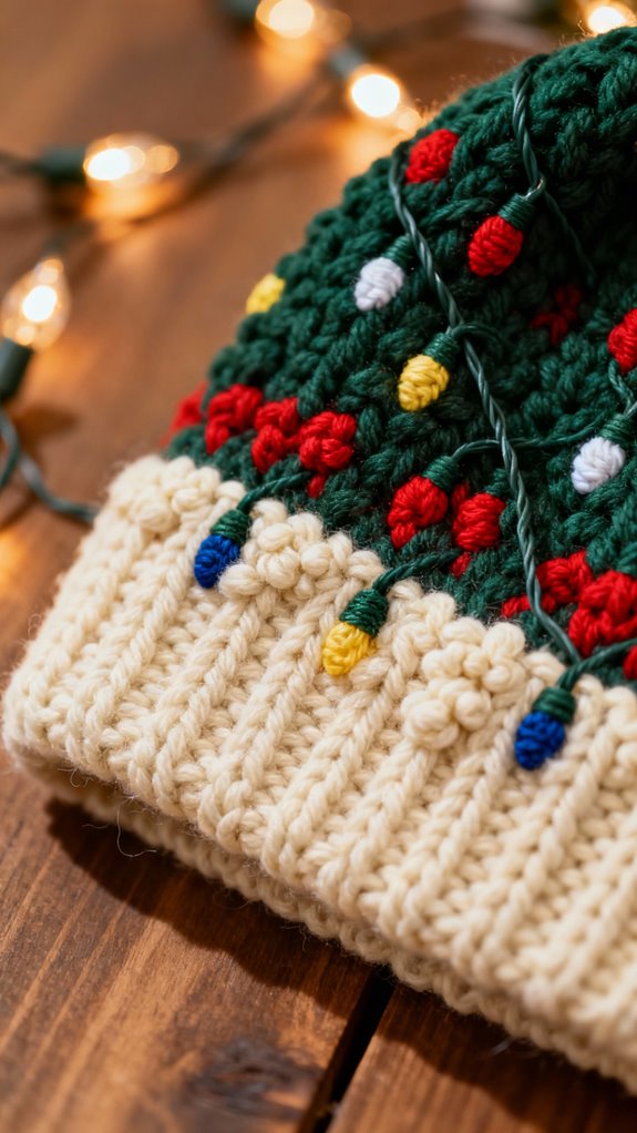 colorful christmas lights beanie