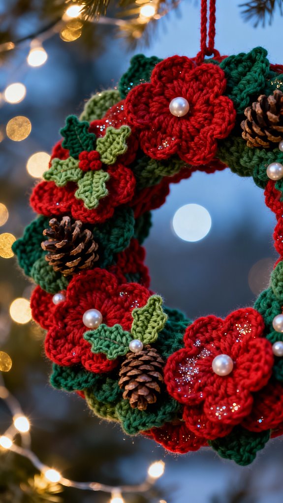 colorful crocheted bulb wreath