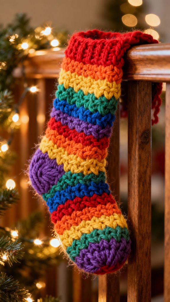 colorful striped christmas socks