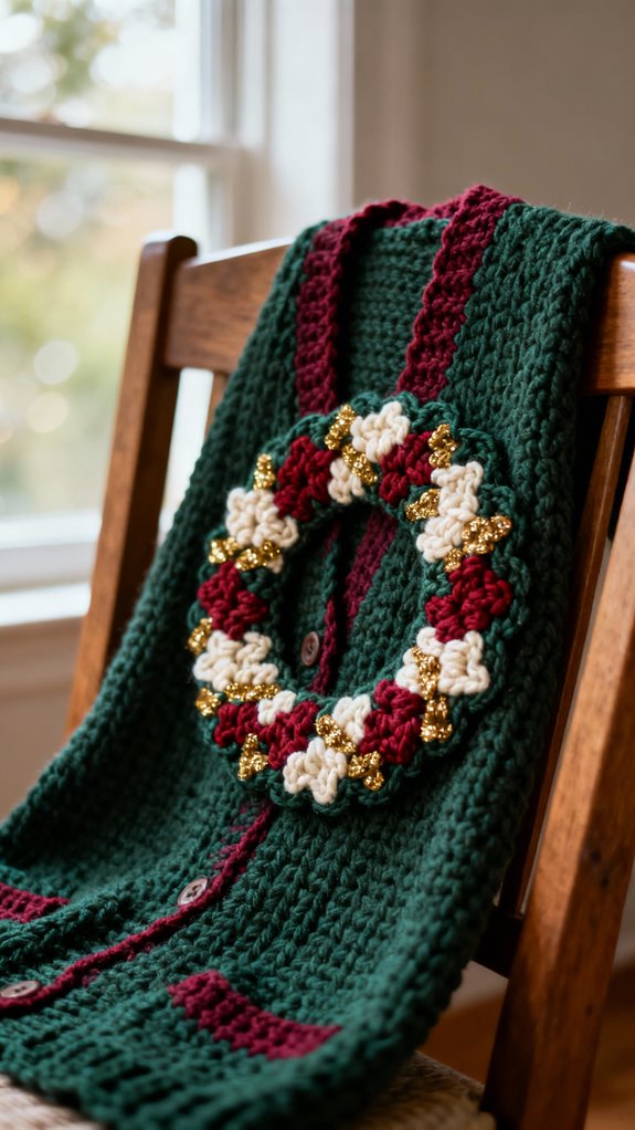 colorwork christmas wreath cardigan