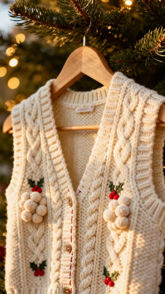 cozy aran style christmas vest
