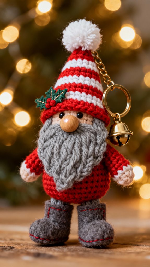 cozy christmas gnome keychains