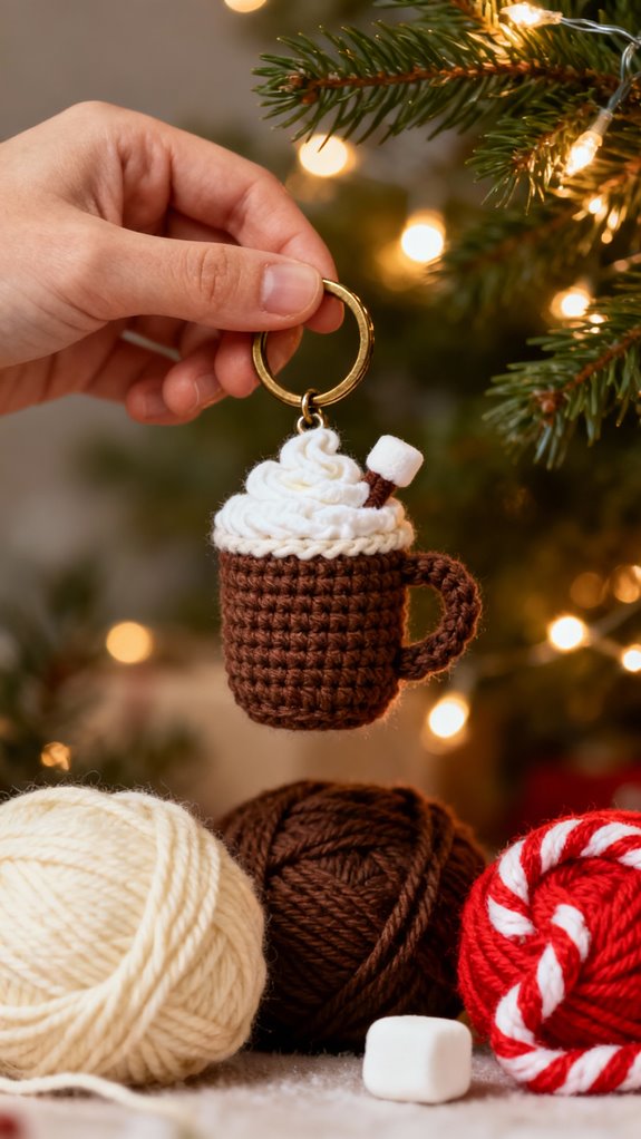 cozy hot cocoa keychain