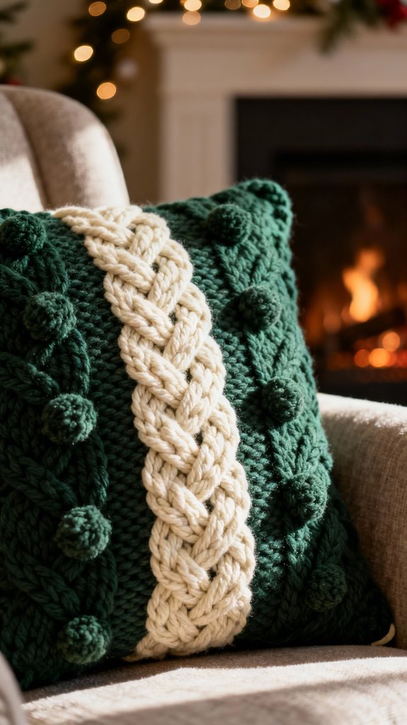 cozy textured crochet pillow