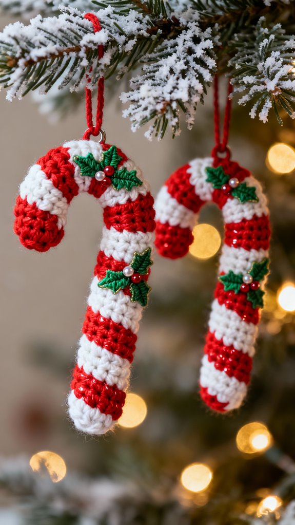 crochet candy cane hangers