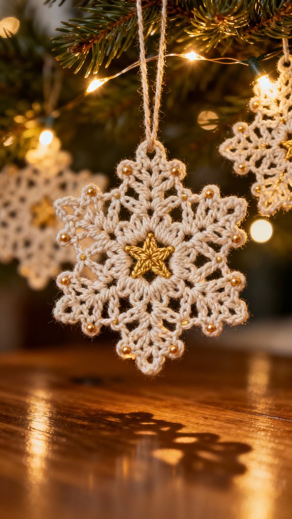 crochet delicate snowflake ornaments