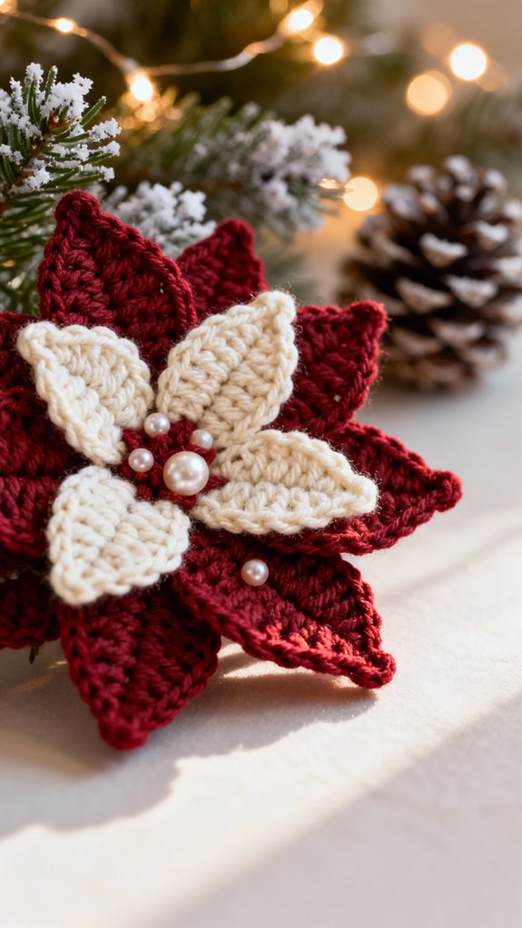 crochet poinsettia flower embellishments