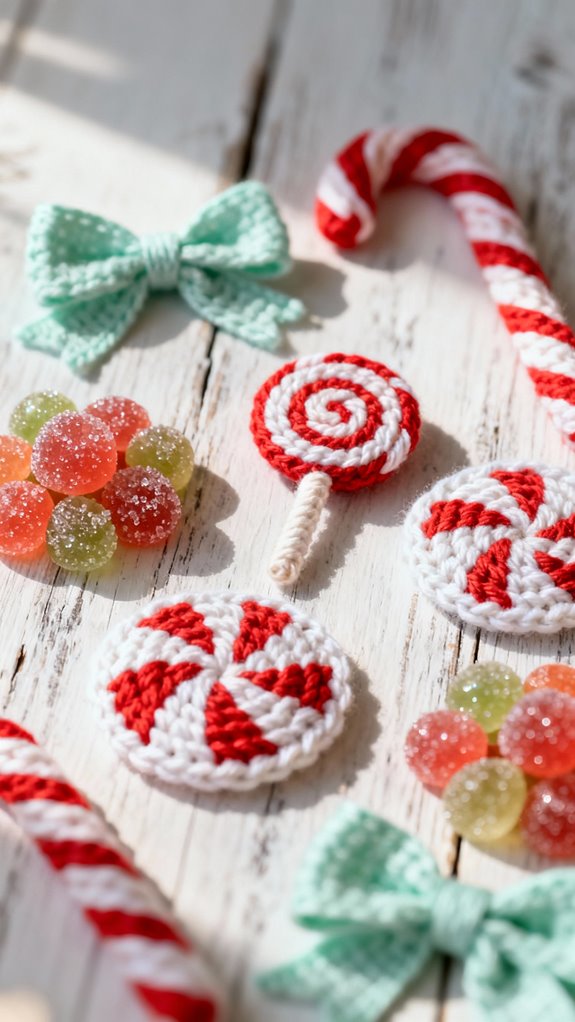 crocheted candy wreath decoration