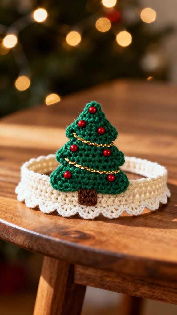 crocheted christmas tree headband