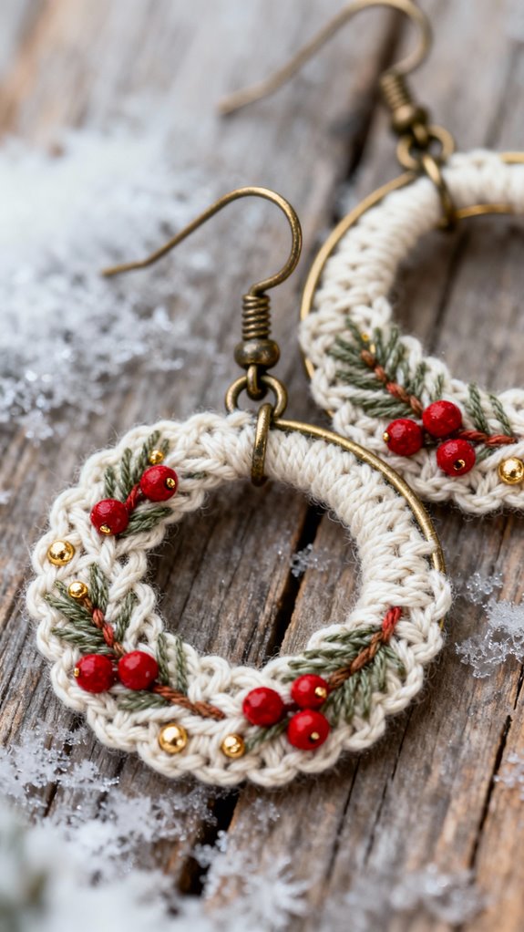 crocheted elegant wreath earrings