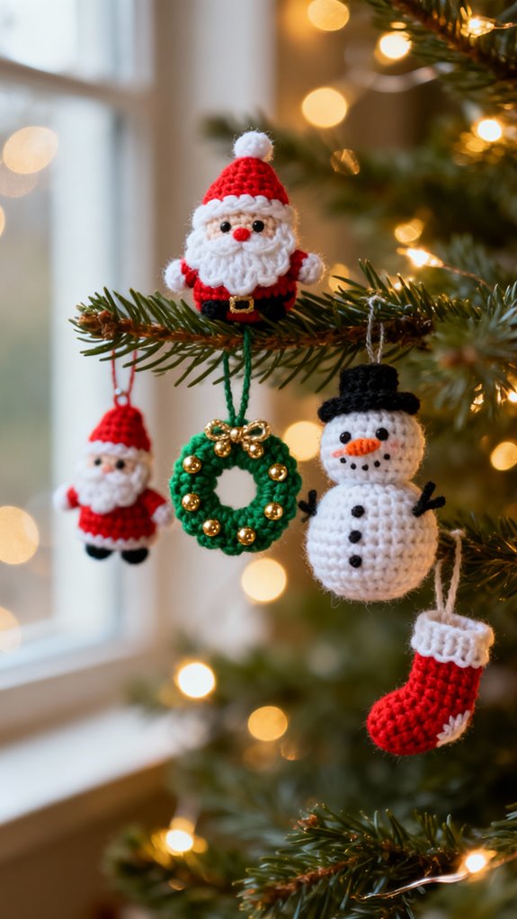 crocheted mini christmas trees