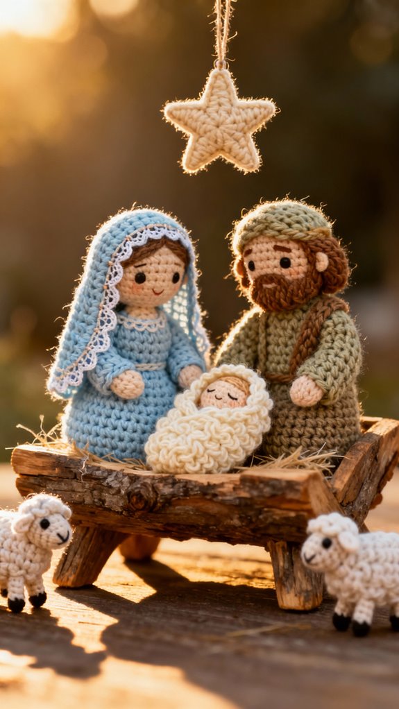 crocheted nativity scene figurines