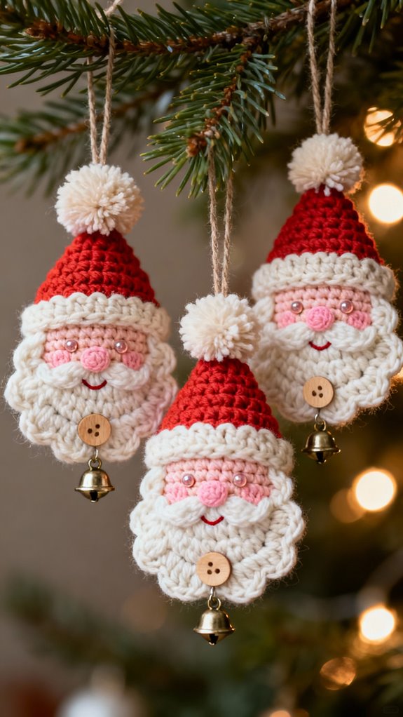 crocheted santa claus ornaments