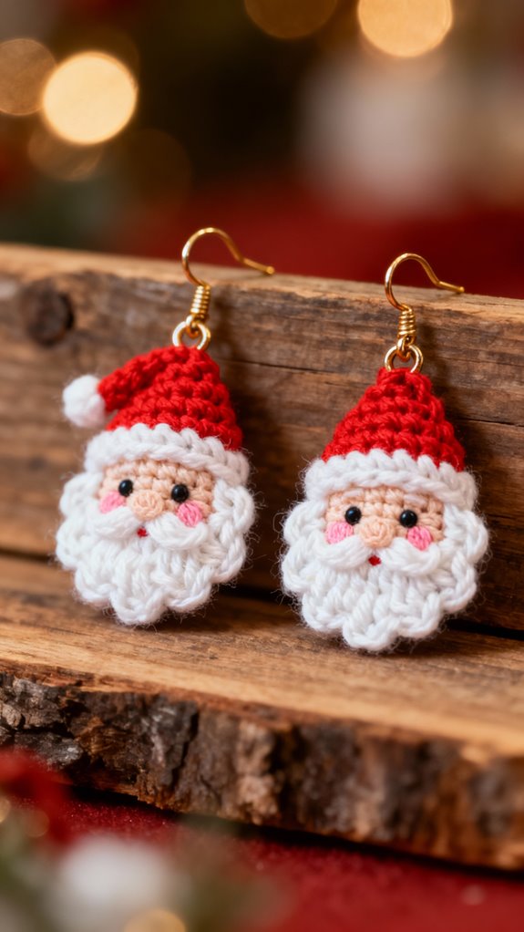 crocheted santa face earrings