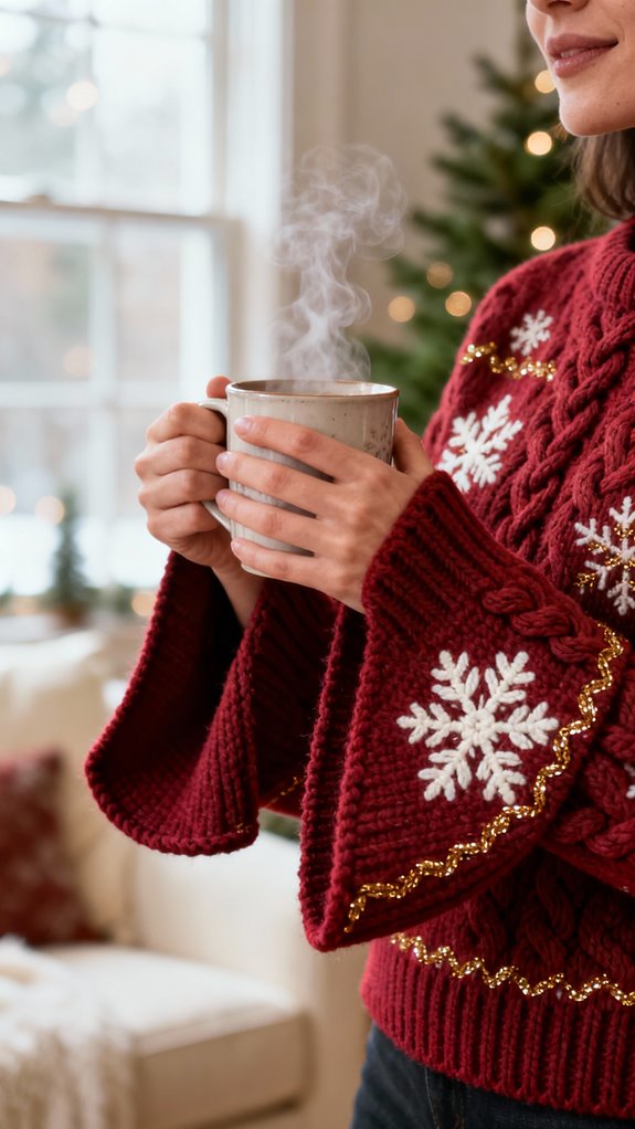 cropped holiday bell sleeve