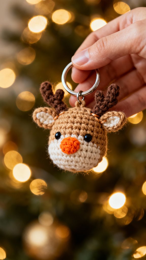 cute crochet reindeer keychains