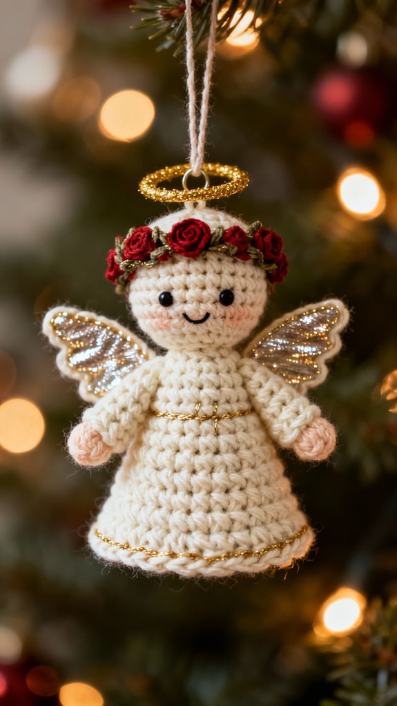 delicate crocheted angel ornament