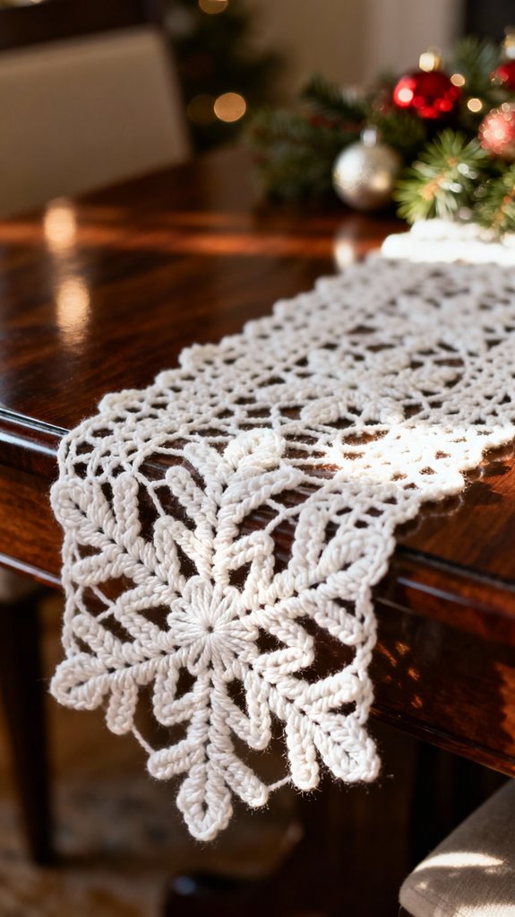 delicate snowflake lace runner