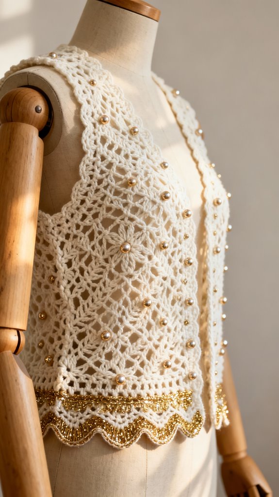 elegant gold cream vest