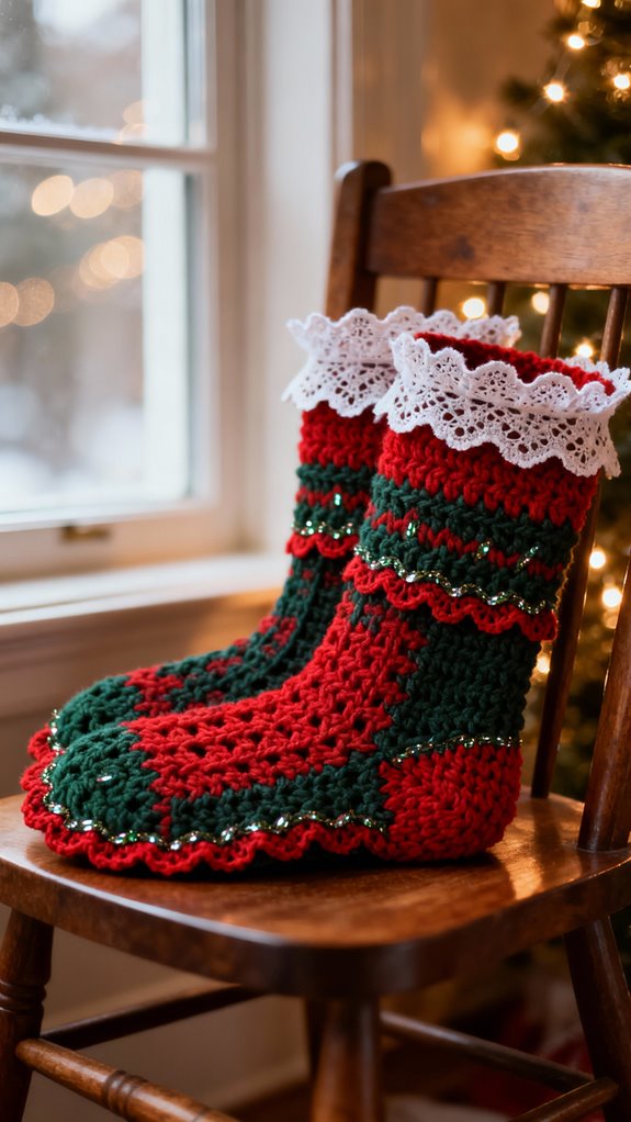 elegant lace holiday socks